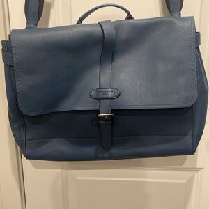 Blue Coach Leather Laptop Bag | 15" | Multifunctional Pockets | Brand New
